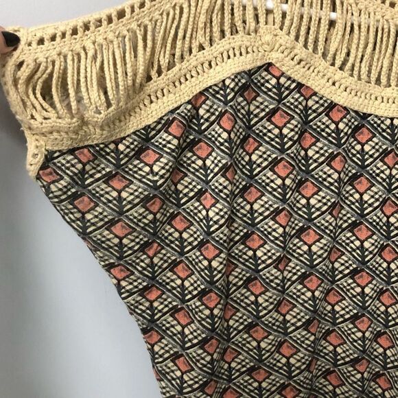 free people crochet raw hem patterned flowy women’s top size small batwing - Picture 2 of 9